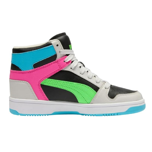 Big Kid's Puma Rebound Layup RCL JR Pblack-Fgreenpes-Feathergray (403061 01)