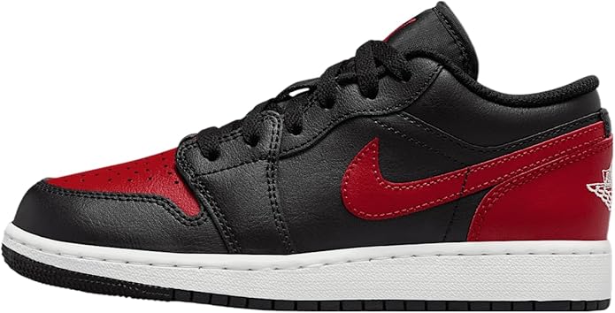 Big Kid's Jordan 1 Low Black/Varsity Red-Summit White (553560 067)
