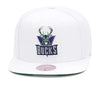 Mitchell & Ness White NBA Milwaukee Bucks HWC Core Basic Snapback - OSFA