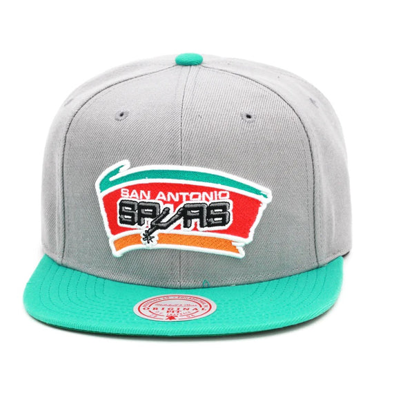 Mitchell & Ness Grey/Teal NBA San Antonio Spurs HWC Core Basic Snapback - OSFA