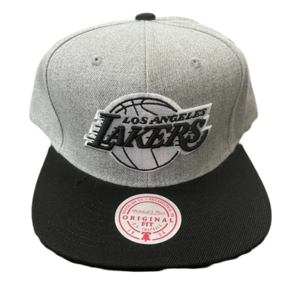 Mitchell & Ness Heather NBA Los Angeles Lakers Grey Black Pop Snapback - OSFA
