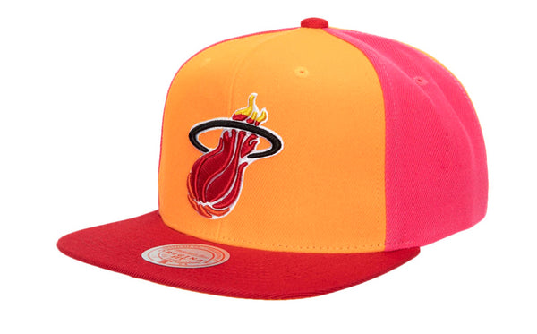 Mitchell & Ness Orange/Red/Pink NBA Miami Heat On The Block HWC Snapback - OSFA