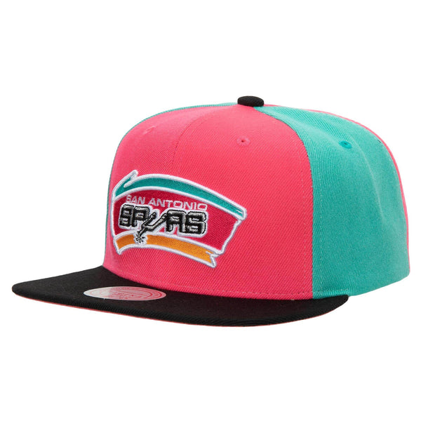 Mitchell & Ness Pnk/Teal NBA San Antonio Spurs On The Block HWC Snapback - OSFA