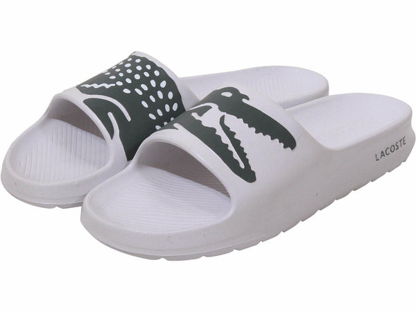 Men's Lacoste Croco 2.0 Synthetic Slides Wht/Drk Green (7-41CMA0010 1R5)