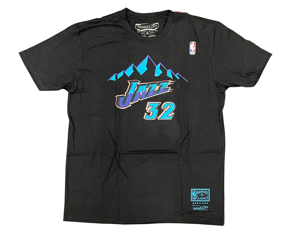 Men's Mitchell & Ness Black NBA Utah Jazz Reload 2.0 N&N Karl Malone T-Shirt