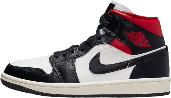 Women's Air Jordan 1 Mid Black/Gym Red-Sail (BQ6472 061)
