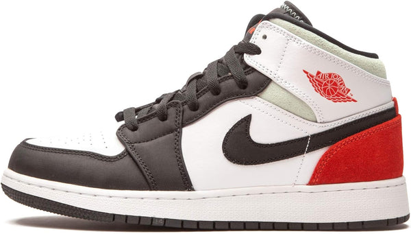 Big Kid's Jordan 1 Mid SE White/Track Red-Black-Igloo (BQ6931 100)