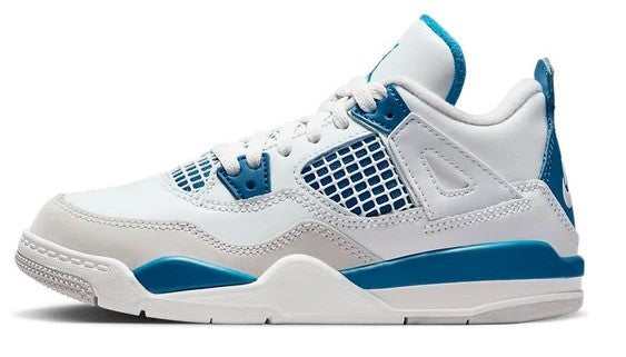 Little Kid's Jordan 4 Retro Off White/Military Blue (BQ7669 141)