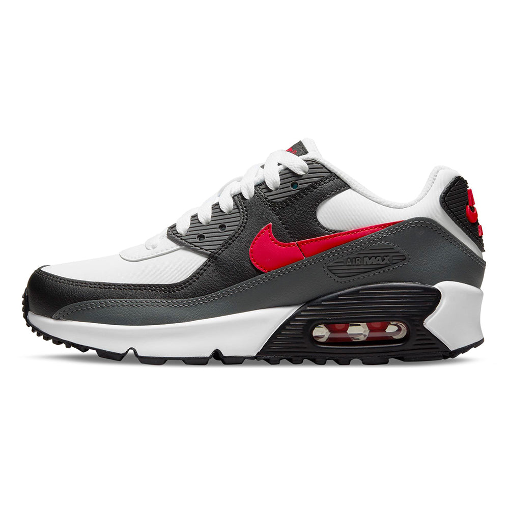 Big Kid's Nike Air Max 90 LTR White/University Red-Iron Grey (CD6864 113)