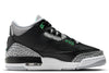 Big Kid's Jordan 3 Retro Black/Green Glow-Wolf Grey (DM0967 031)