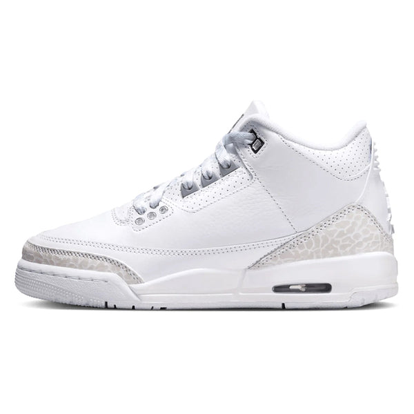 Big Kid's Jordan 3 Retro White/Metallic Silver-White (DM0967 111)