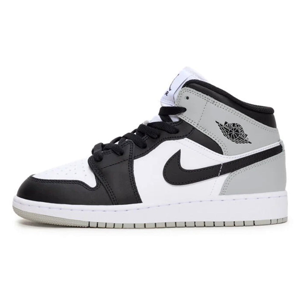 Big Kid's Air Jordan 1 Mid White/Black-LT Smoke Grey (DQ8423 101)
