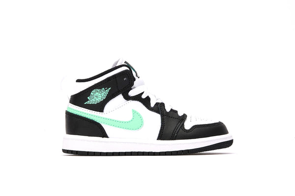 Little Kid's Jordan 1 Mid White/Green Glow-Black (DQ8424 103)