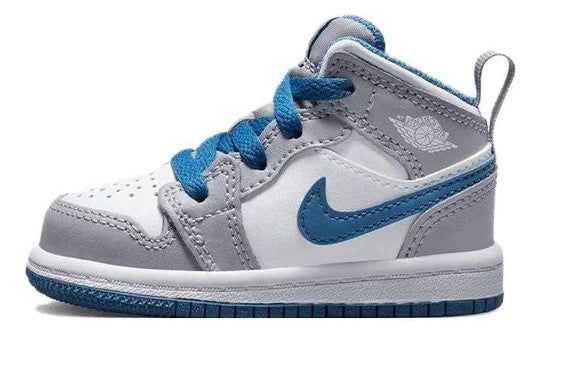 Toddler's Jordan 1 Mid Cement Grey/White-True Blue (DQ8425 014)