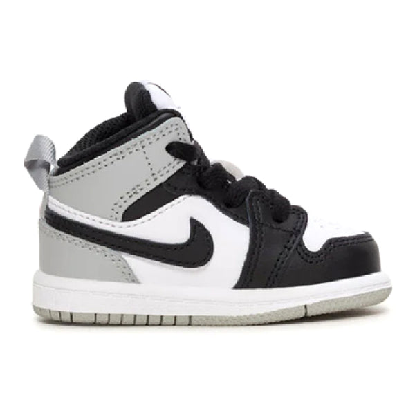 Toddler's Jordan 1 Mid White/Black-LT Smoke Grey (DQ8425 101)