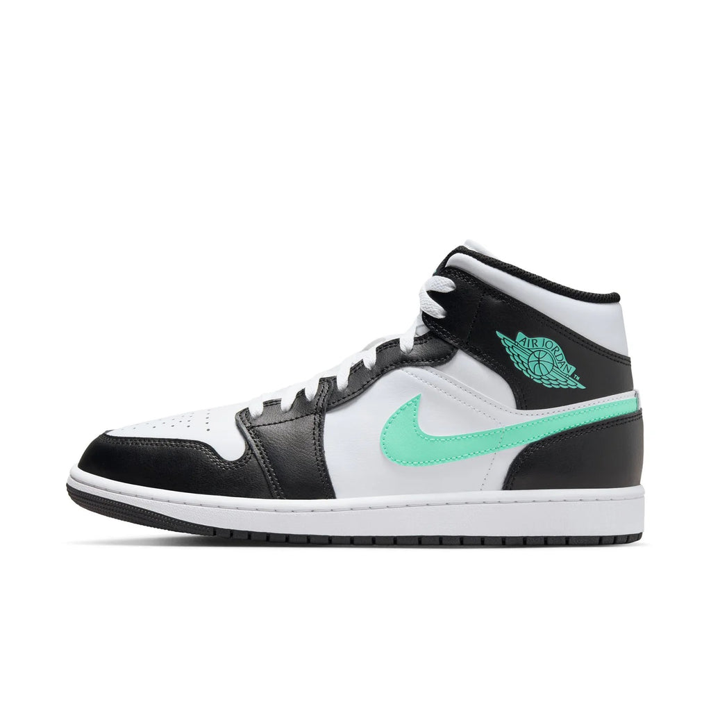 Men's Jordan 1 Mid White/Green Glow-Black (DQ8426 103)
