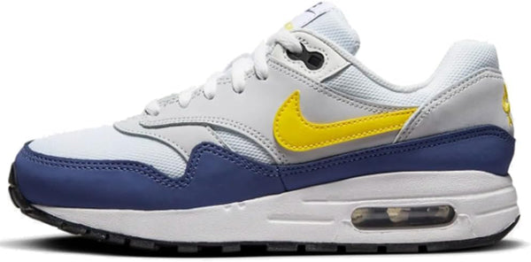 Big Kid's Nike Air Max 1 White/Tour Yellow-Blue Recall (DZ3307 107)