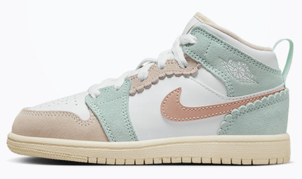 Little Kid's Jordan 1 Mid SE White/Pink Oxford-Jade Ice (DZ5359 100)