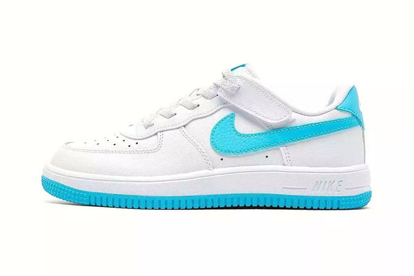 Little Kid's Nike Force 1 Low EasyOn Wht/Aquarius Blue-Wht (FN0237 107)