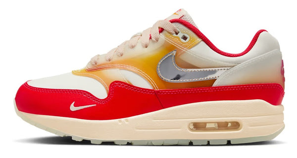 Women's Nike Air Max 1 '87 PRM Sail/Metallic Slvr-Siren Red (FN7683 133)