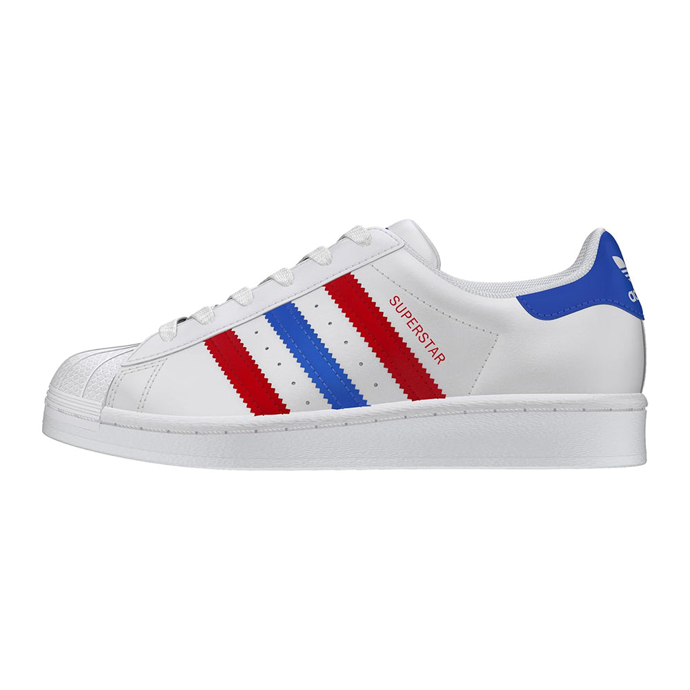 Big Kid's Adidas Superstar J FTWWHT/BLUE/SCARLE (FW5851)