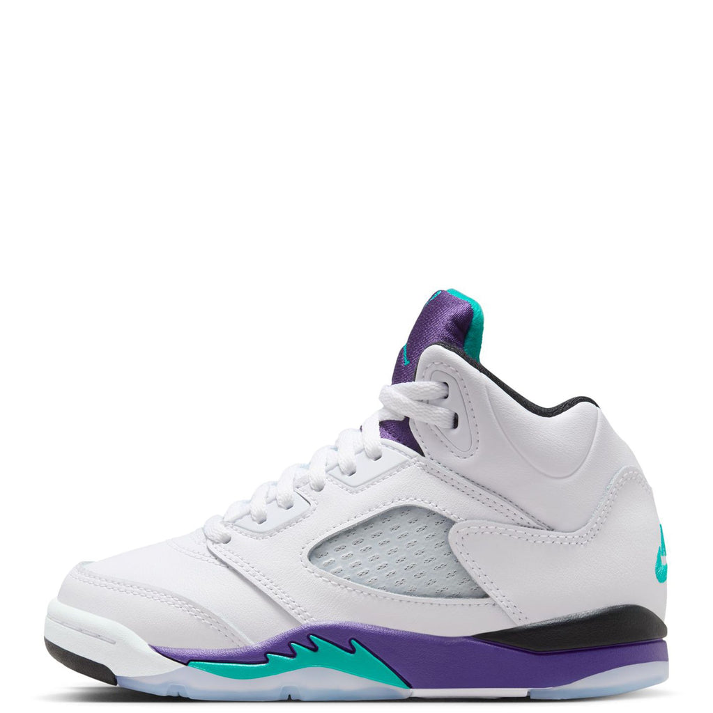 Little Kid's Jordan 5 Retro OG White/New Emerald-Grape Ice (HQ7979 100)
