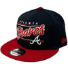 Men's New Era 9Fifty MLB Atlanta Braves Team Script Navy/Red Snapback - OSFM