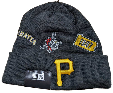 Men's New Era MLB Pittsburgh Pirates Knit Identity Black Knit Hat (60268059) - OSFM
