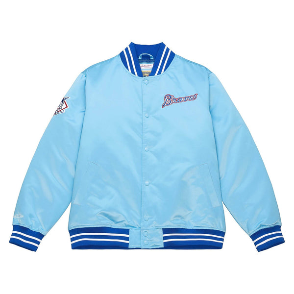 Mitchell & Ness Light Blue MLB Atlanta Braves Heavyweight Satin Jacket