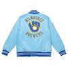 Mitchell & Ness Lght Blue MLB Milwaukee Brewers Heavyweight Satin Jacket