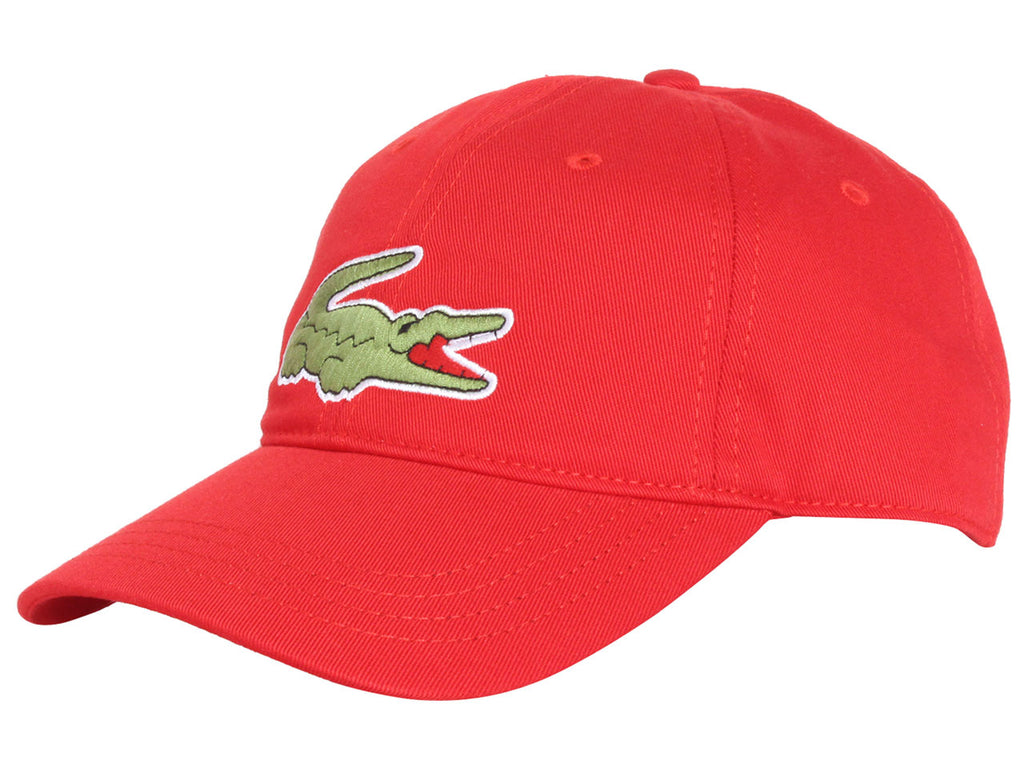 Men's Lacoste Red Oversized Crocodile Strapback Cap - OSFA