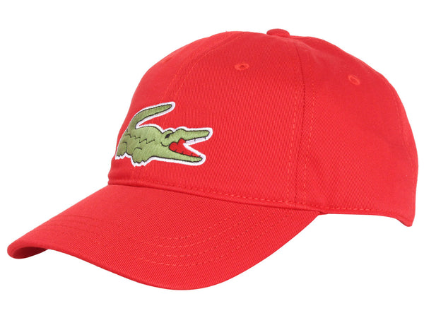 Men's Lacoste Red Oversized Crocodile Strapback Cap - OSFA