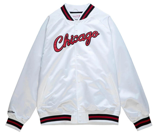 Men's Mitchell & Ness NBA Chicago Bulls White Lightweight Satin Jacket
