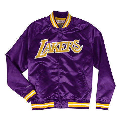 Men's Mitchell & Ness NBA Los Angeles Lakers Purple Lightweight Satin Jacket