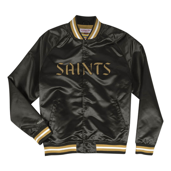 Mitchell & Ness NFL New Orleans Saints Black Lightweight Satin Jacket
