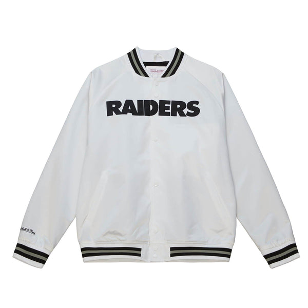 Men's Mitchell & Ness NFL Oakland Raiders White Lightweight Satin Jacket