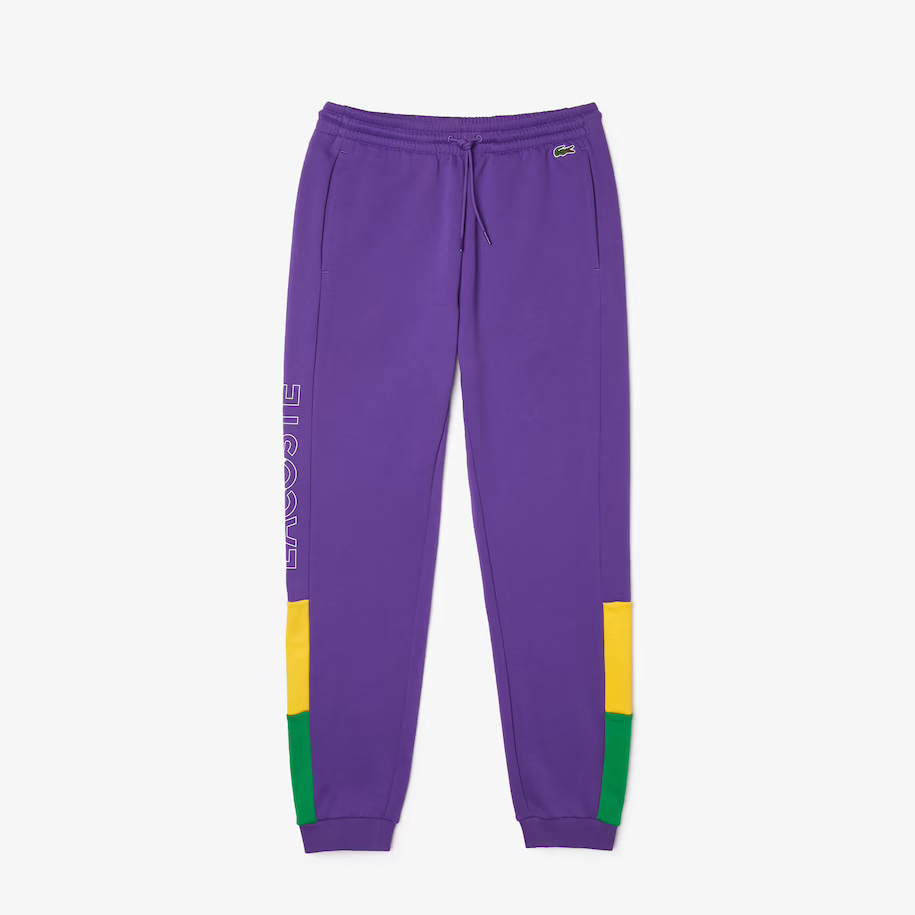 Men's Lacoste Lavender/Broom/Malachite Branded Clbk Fleece Jogging Pants