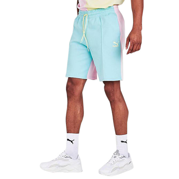 Men's Puma Angel Blue/Cloud Pink/Yellow Classics Pintuck Shorts (533062 49)