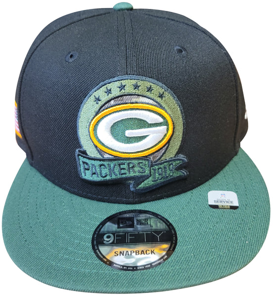 New Era 9Fifty Black NFL Green Bay Packers Salute To Service Snapback - OSFM