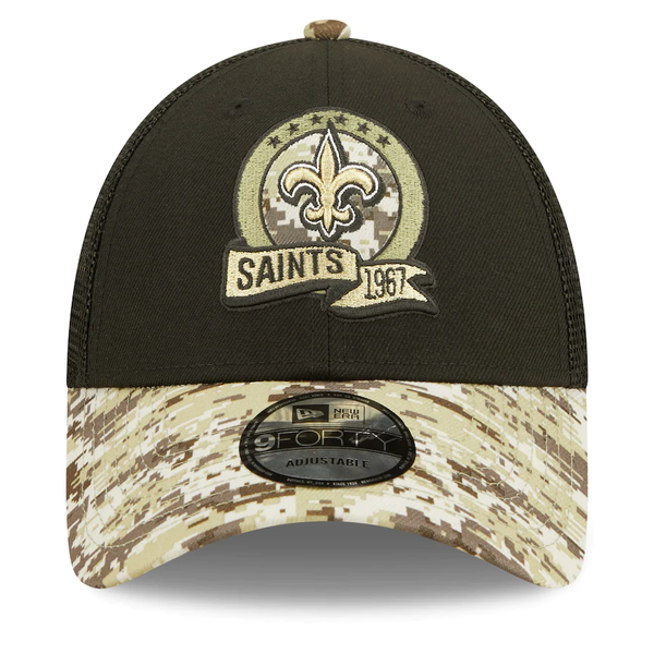 New Era 9Forty Black NFL New Orleans Saints Salute To Service Snapback - OSFM