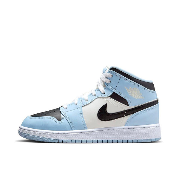 Little Kid's Jordan 1 Mid Ice Blue/Black-Sail-White (640737 401)