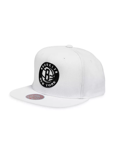 Men's Mitchell & Ness White/Black NBA Brooklyn Nets Core Basic Snapback - OSFA