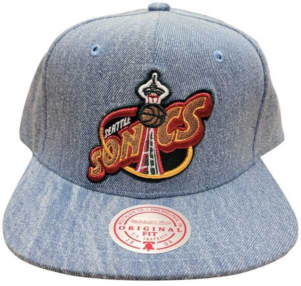 Mitchell & Ness Denim/Green/Rd NBA Seattle Supersonics LS Denim Snapback - OSFA