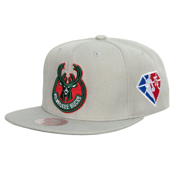Mitchell & Ness Slvr NBA Milwaukee Bucks 75th Anniversary Slvr Snapback - OSFA