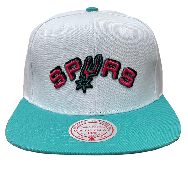 Mitchell & Ness White/Teal NBA San Antonio Spurs Reload 2.0 Snapback Hat - OSFA