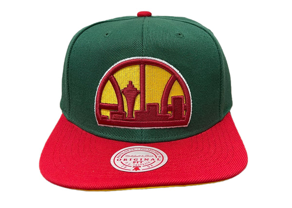 Mitchell & Ness Grn/Red NBA Seattle Supersonics Reload 2.0 Snapback Hat - OSFA