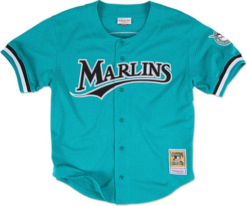 Mitchell & Ness Teal MLB Florida Marlins Andre Dawson Button Front Jersey
