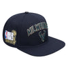 Men's Pro Standard NBA Milwaukee Bucks Black Logo Snapback Hat - OSFA