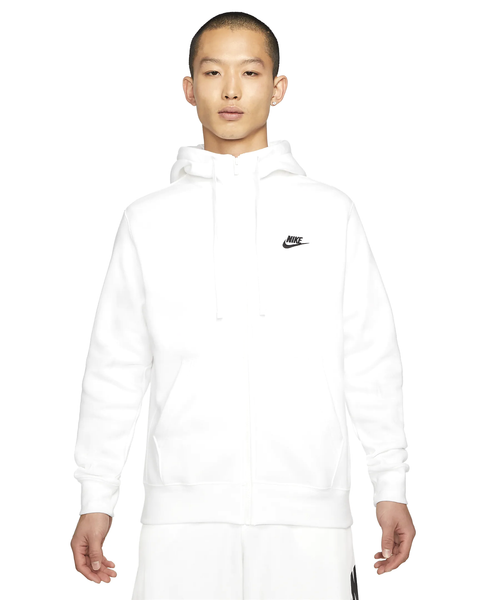 Men's Nike Sportswear Wht/Black Club Fleece Full-Zip Hoodie (BV2645 100)