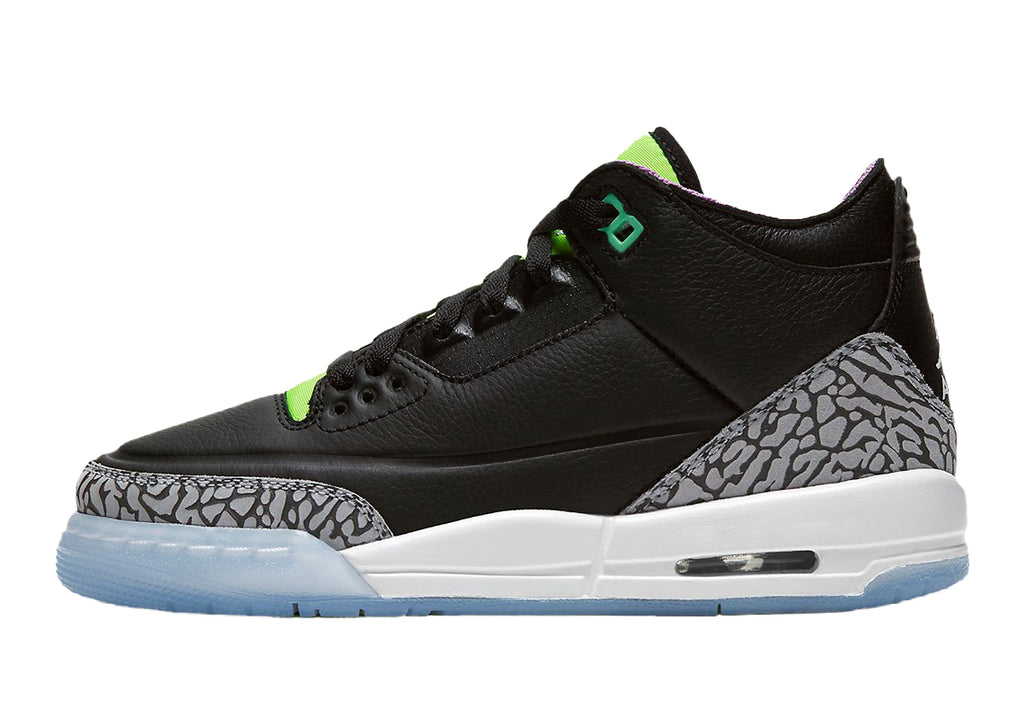 Big Kid's Jordan 3 Retro SE Black/White-Electric Green (DA2304 003)